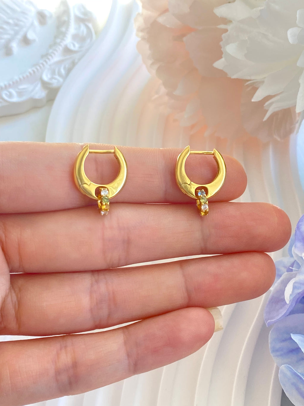 Aurora Gem Huggie Earrings