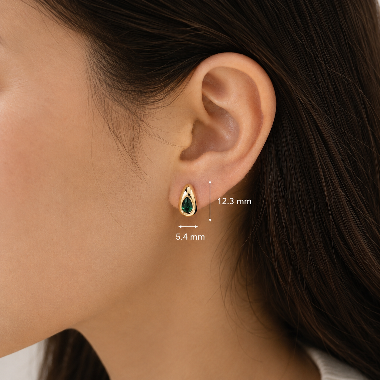 Emerald Teardrop Huggie Earrings