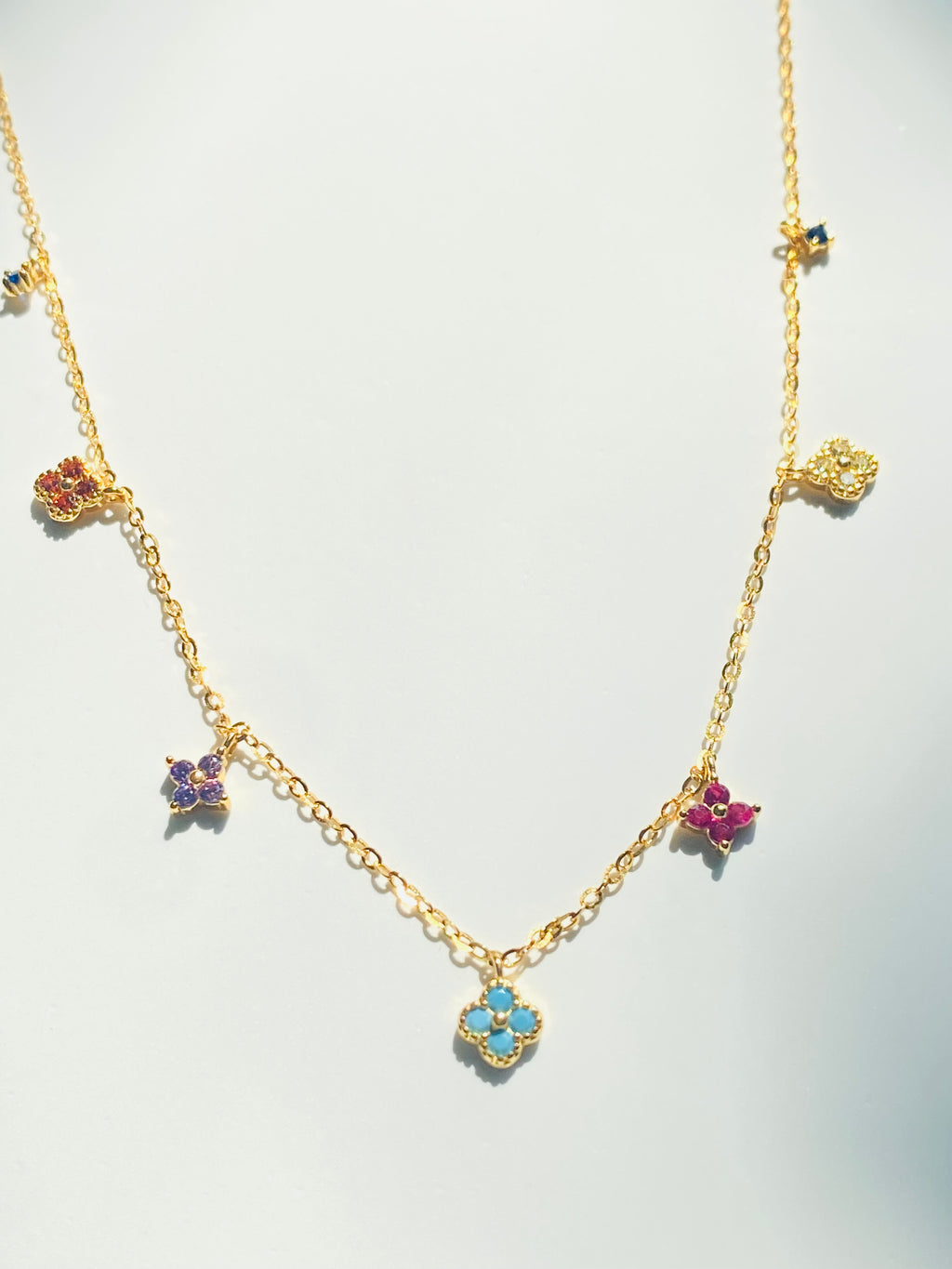 Lucky Clover Colorful Charm Necklace