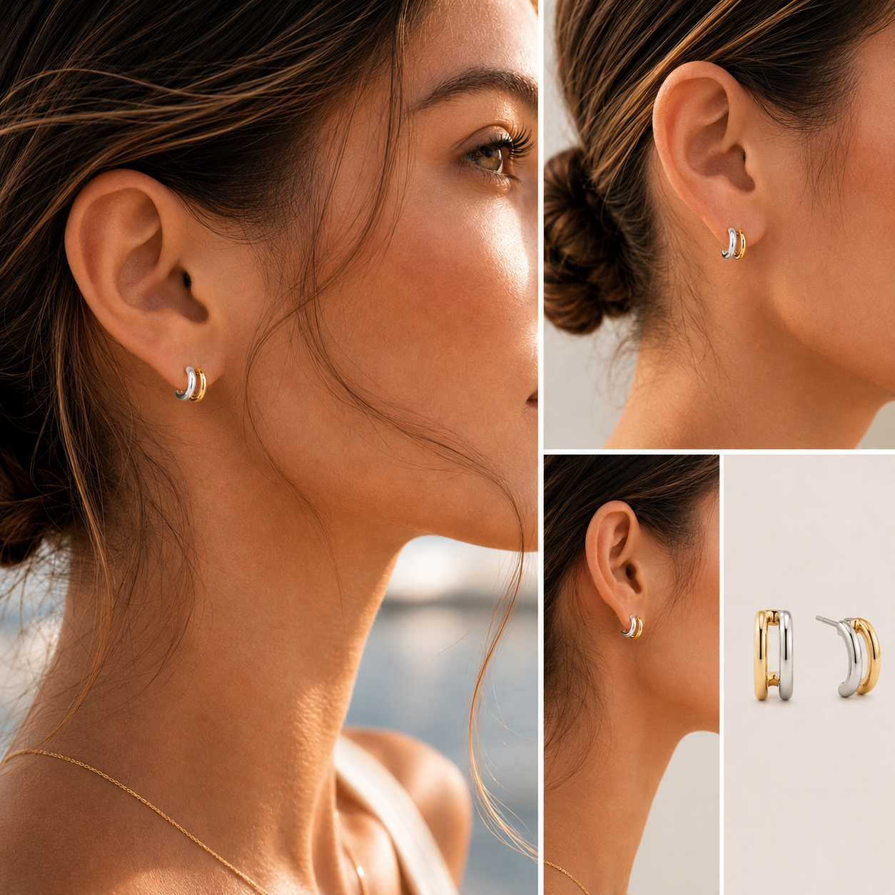 Harbor Two-Tone Huggie Earrings