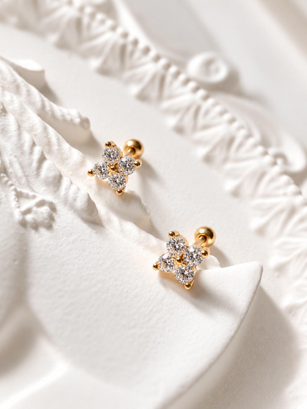 Lucky Clover CZ Stud Earrings
