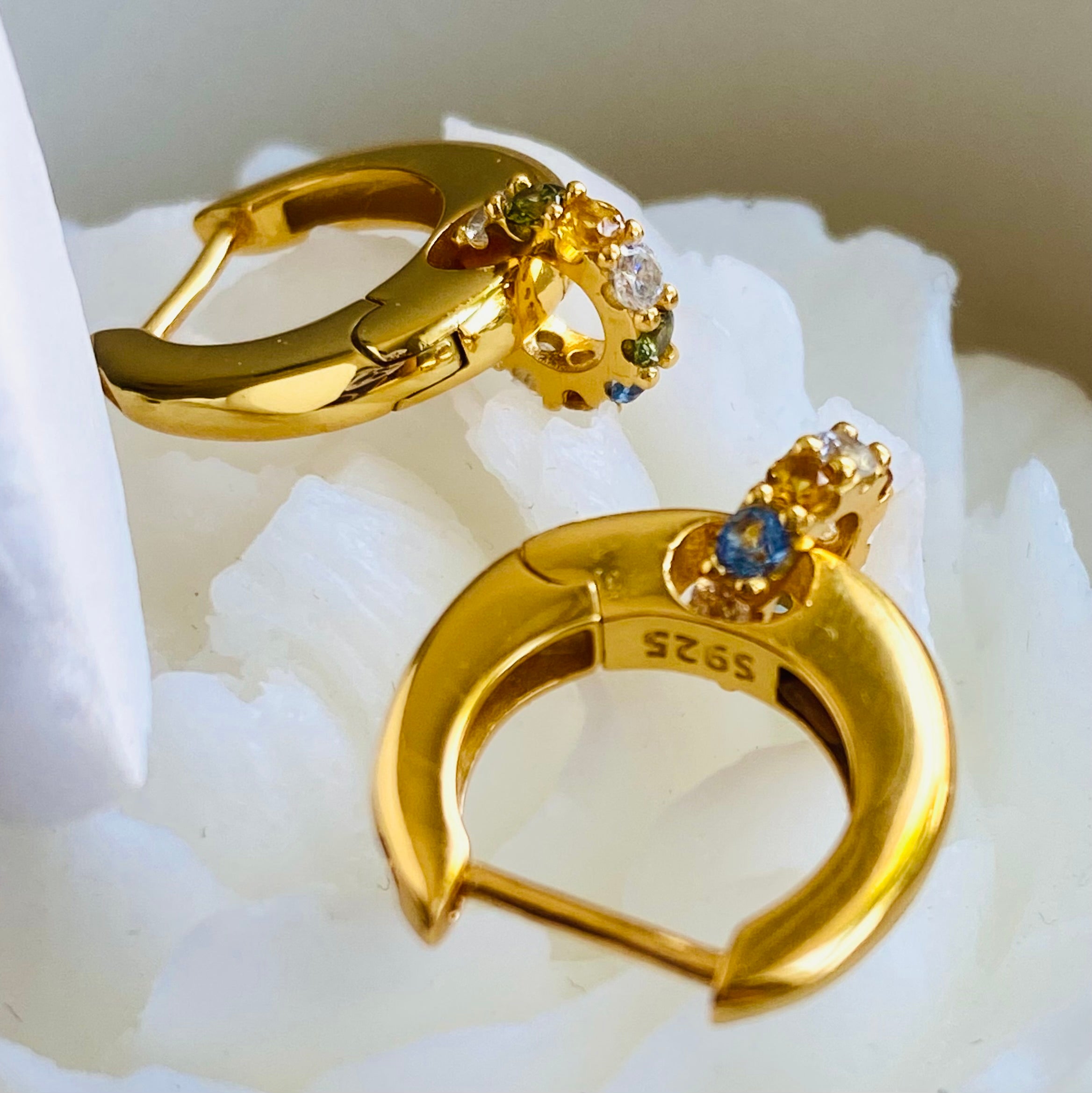 Aurora Gem Huggie Earrings