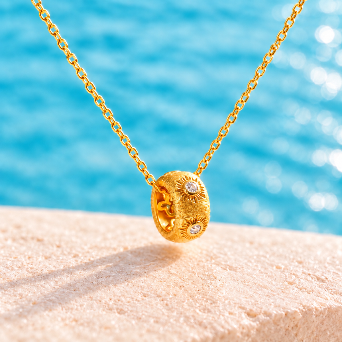 Solara Vintage Brushed Pendant Necklace