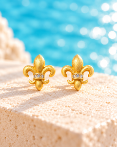 Iris Vintage Fleur-de-Lis Stud Earrings