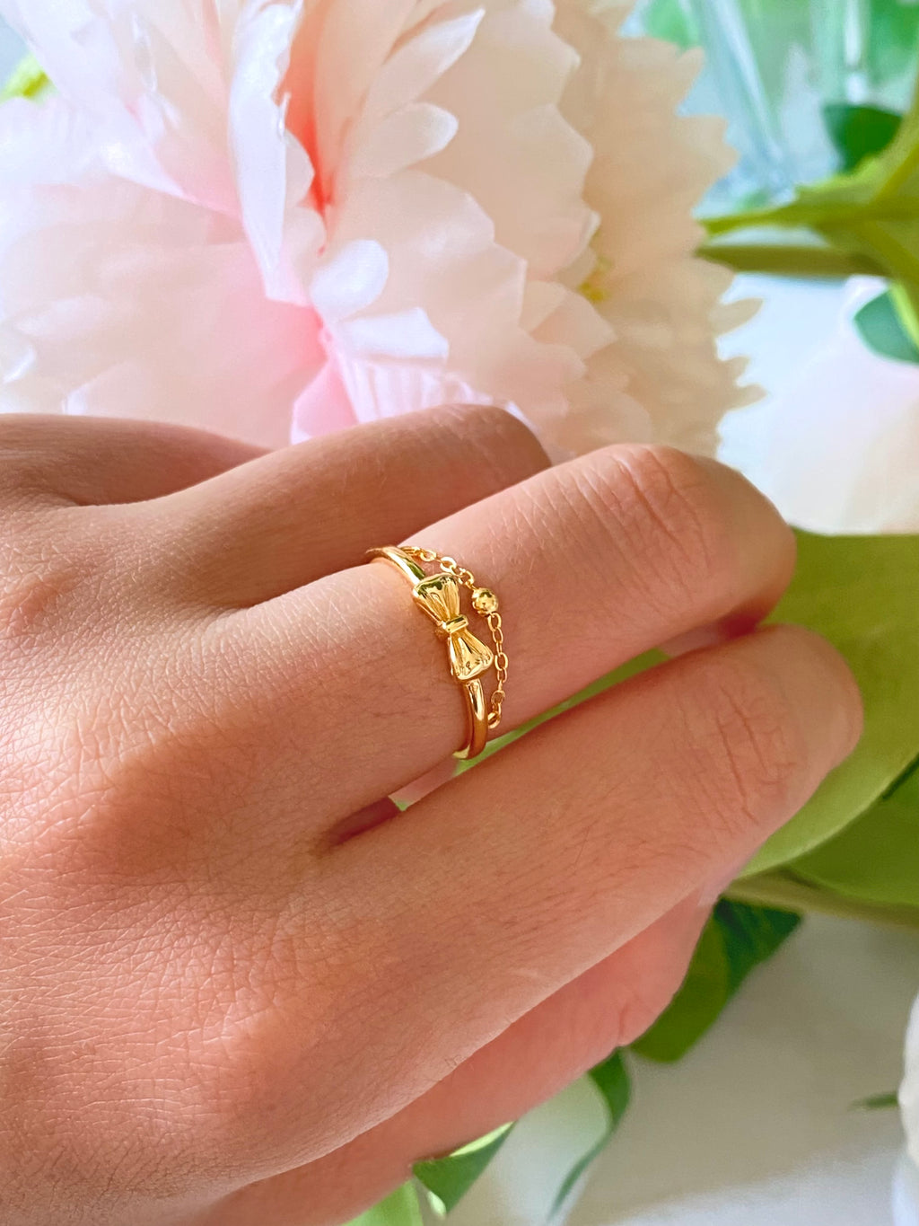 Aveline Bow Chain Adjustable Ring