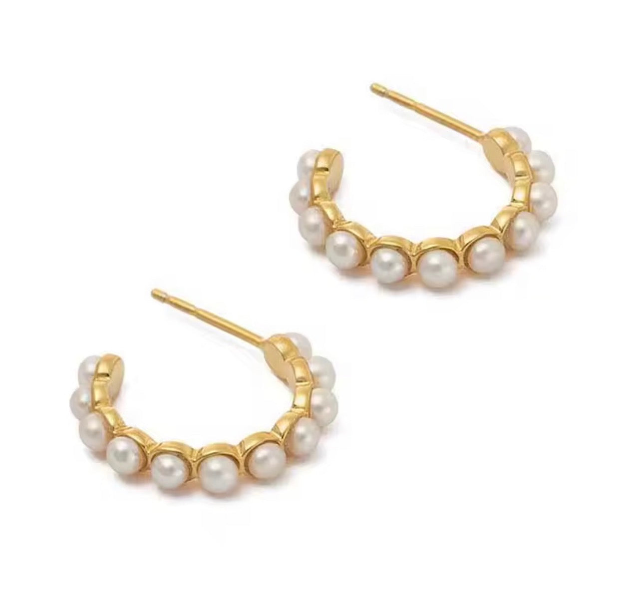 Pearl Halo Huggie Earrings