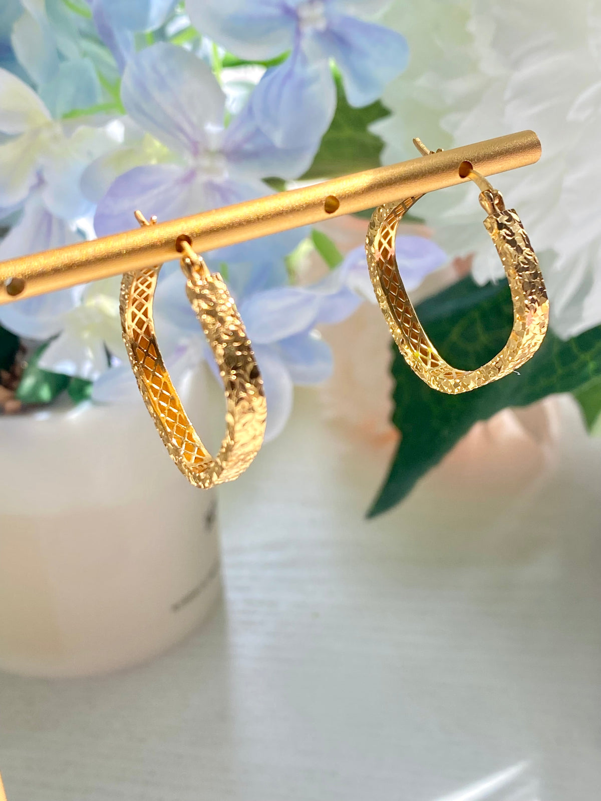 Liora Textured Square Hoop Earrings