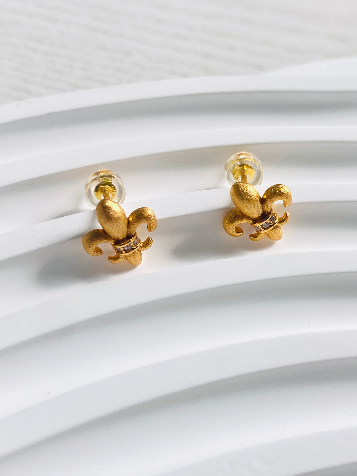 Iris Vintage Fleur-de-Lis Stud Earrings