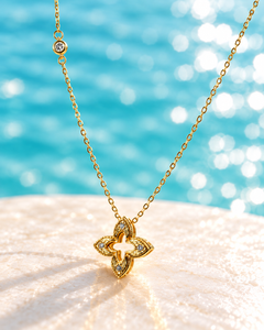 Elara Brushed Clover Pendant Necklace