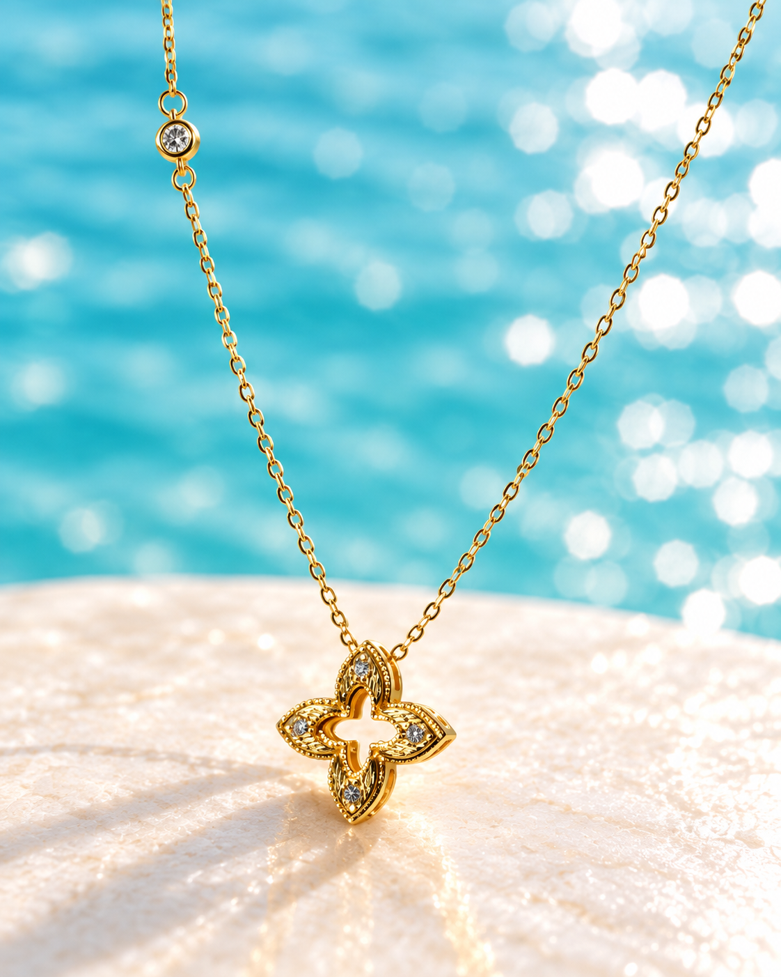 Elara Brushed Clover Pendant Necklace