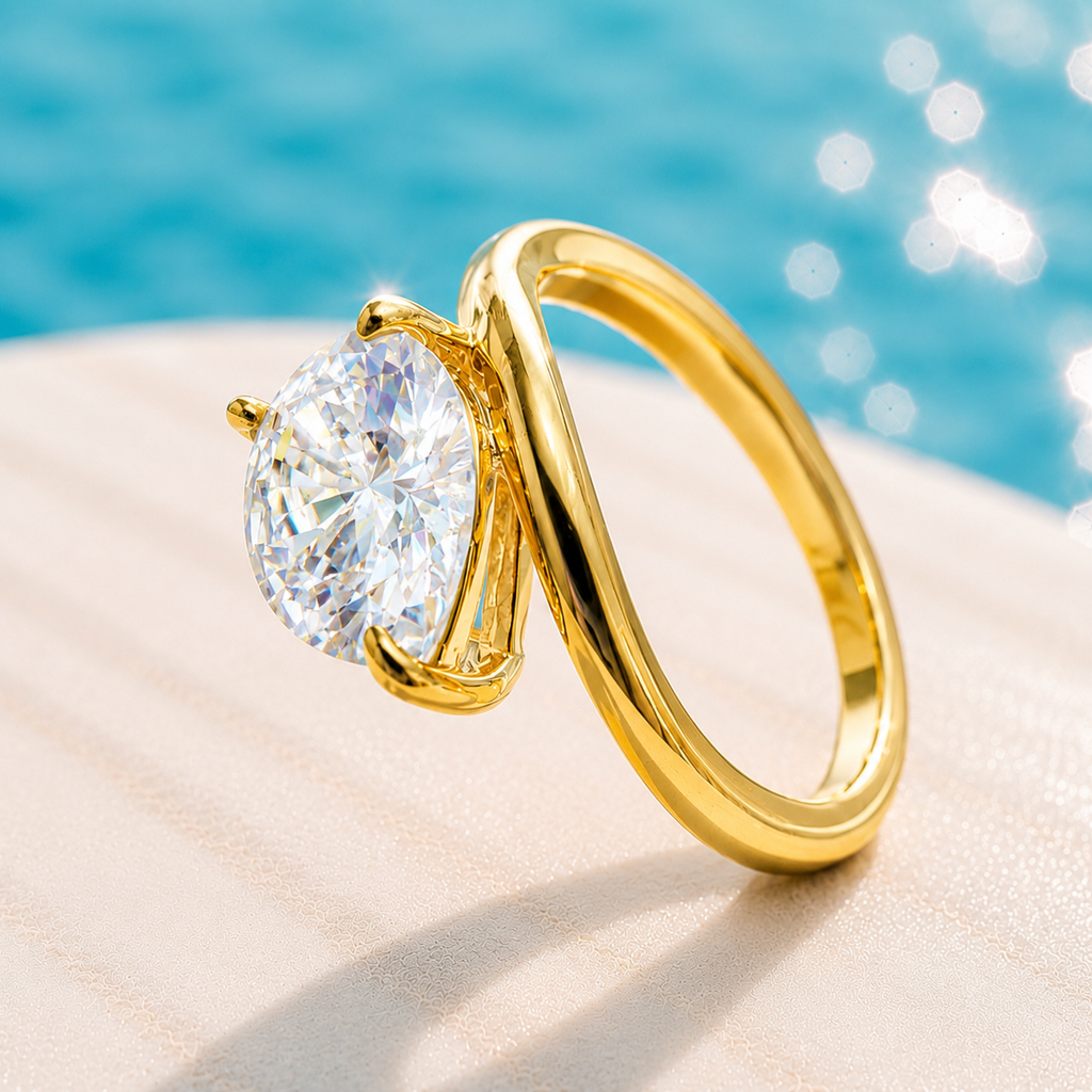 Aurora Pear Solitaire Ring