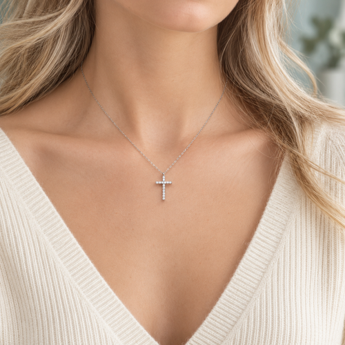Celeste Pavé Cross Necklace