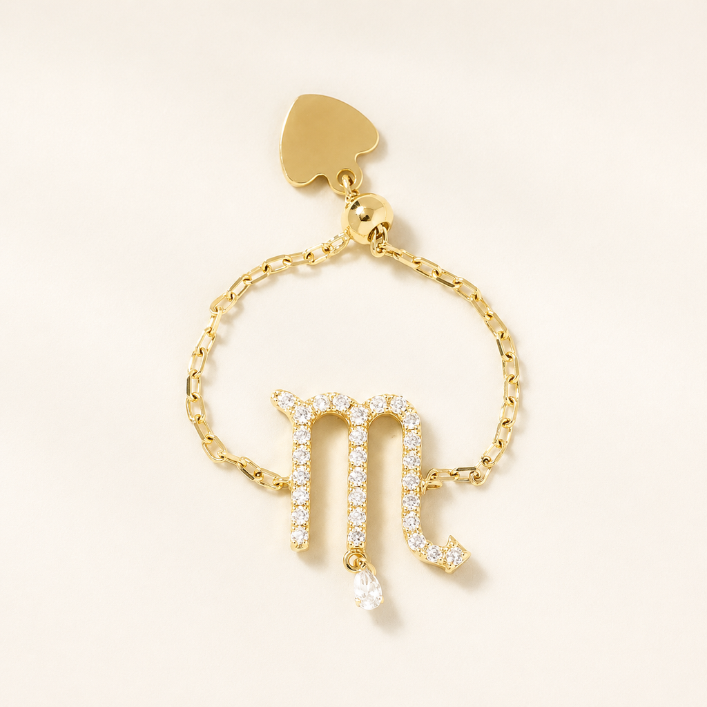 Celestial Zodiac Charm Slider Ring