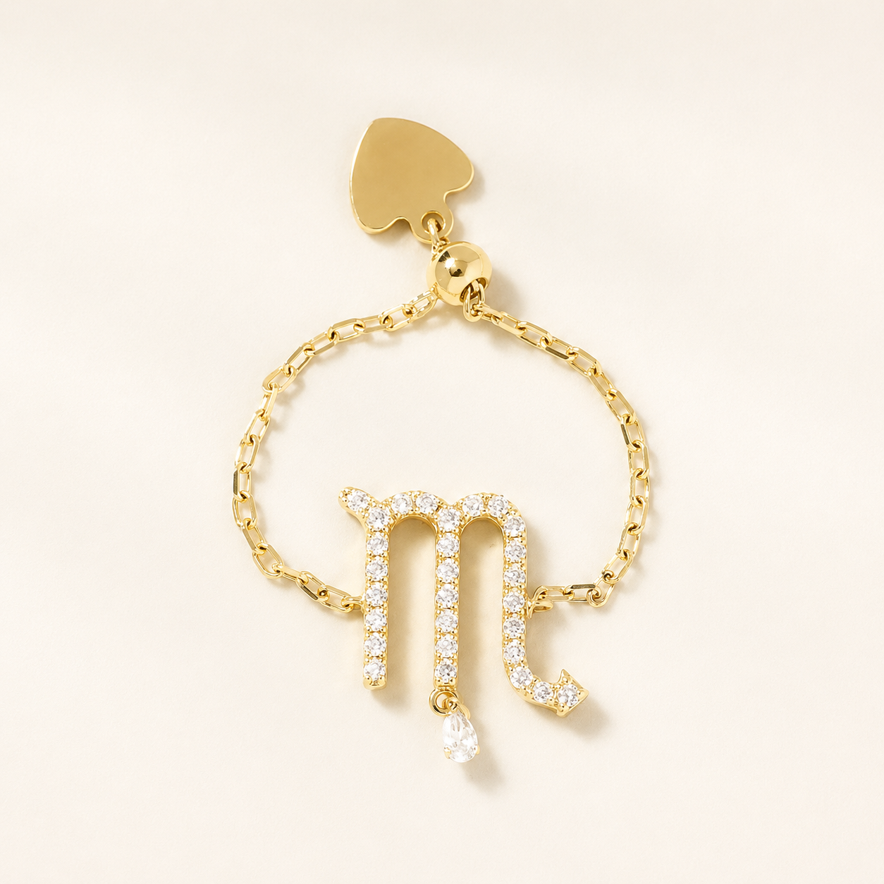 Celestial Zodiac Charm Slider Ring