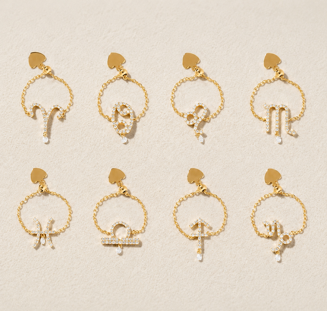Celestial Zodiac Charm Slider Ring