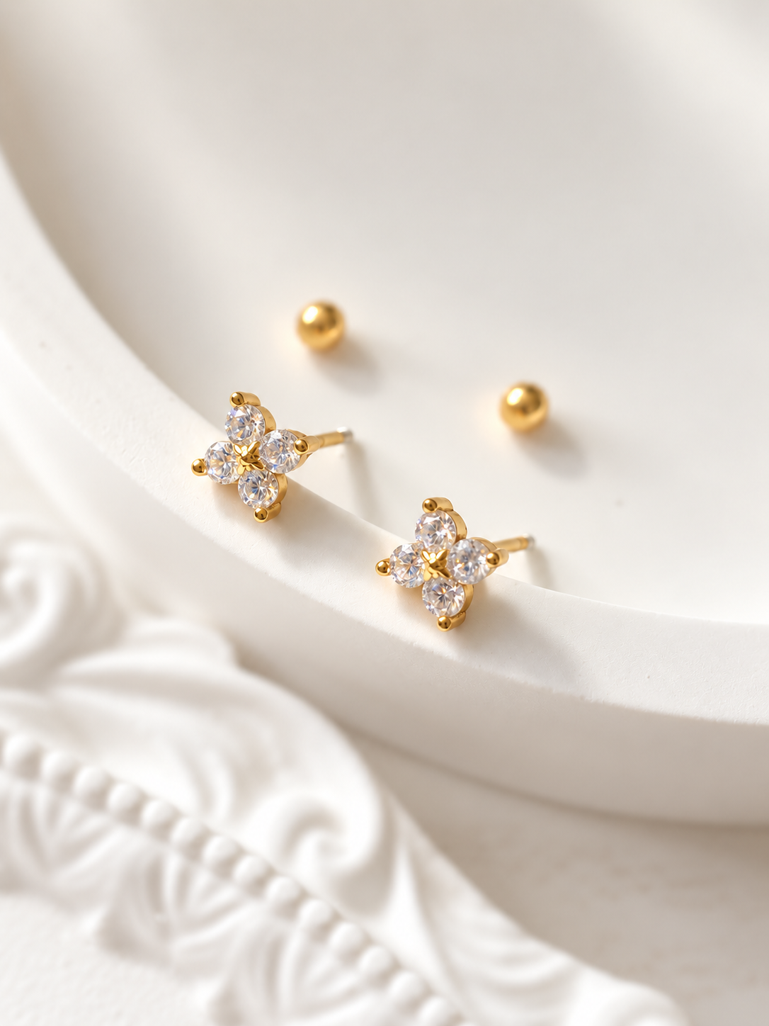 Lucky Clover CZ Stud Earrings