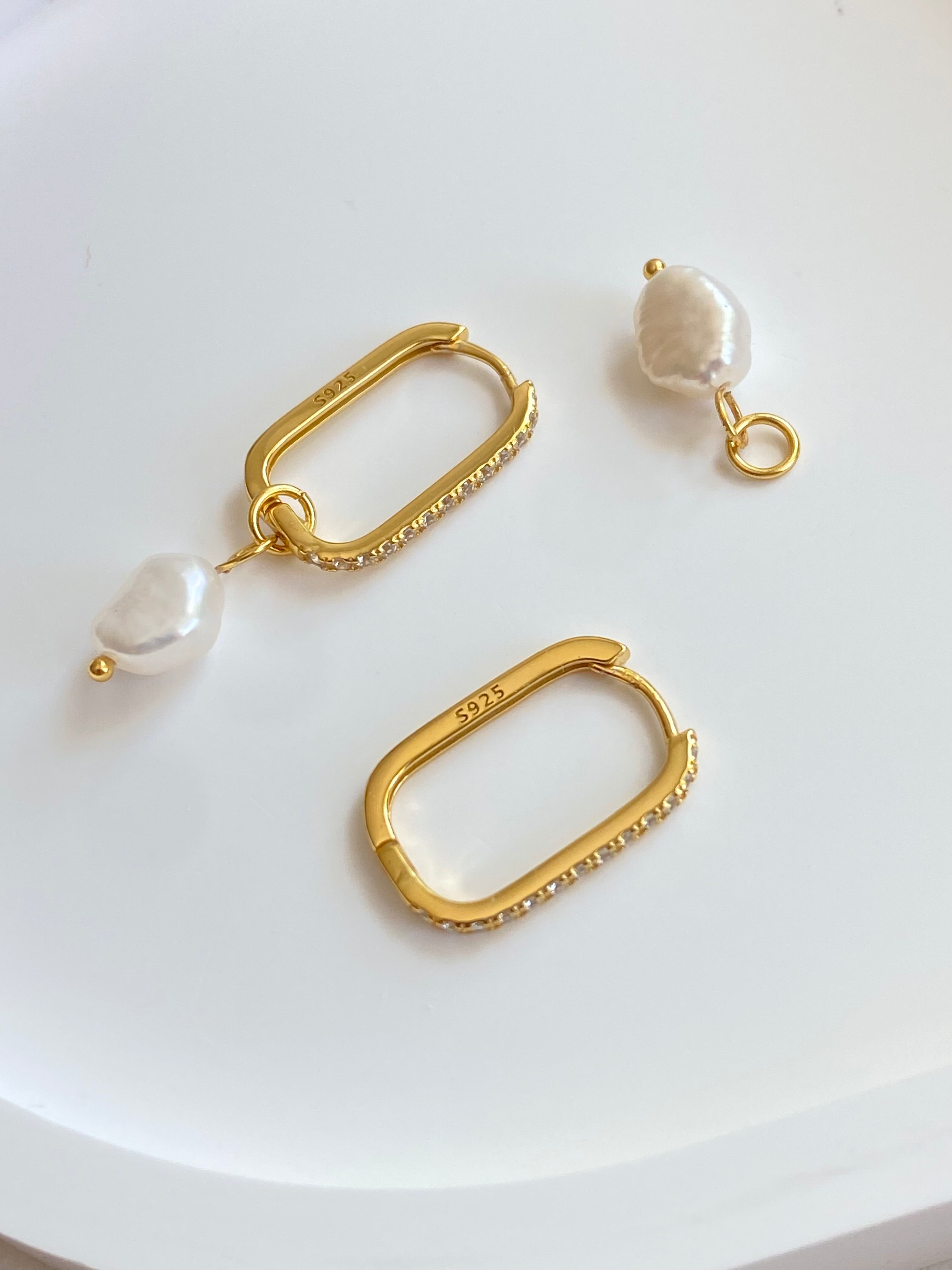 Luna Convertible Pearl Huggie Earrings