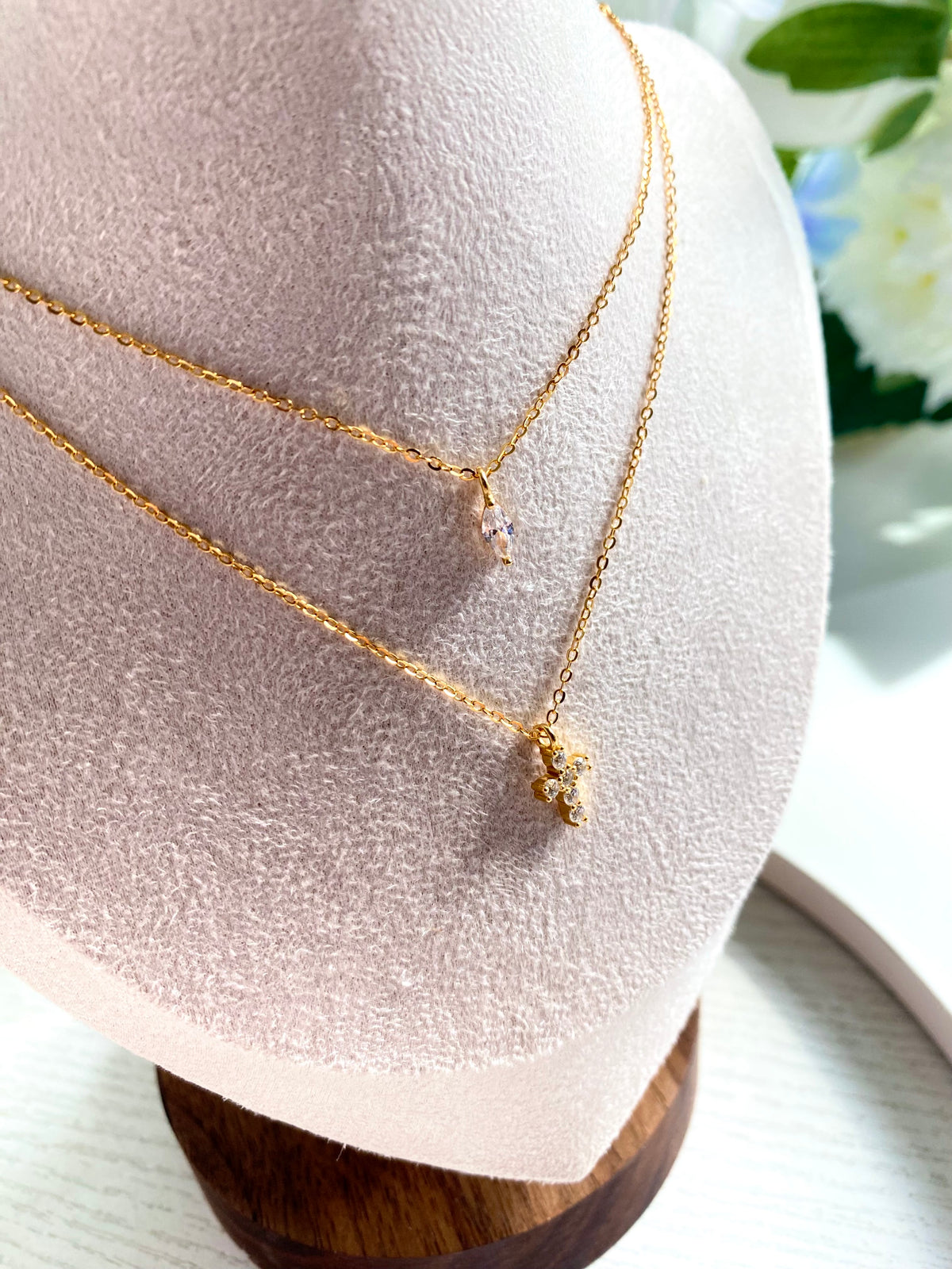 Celeste Marquise & Cross Layered Necklace