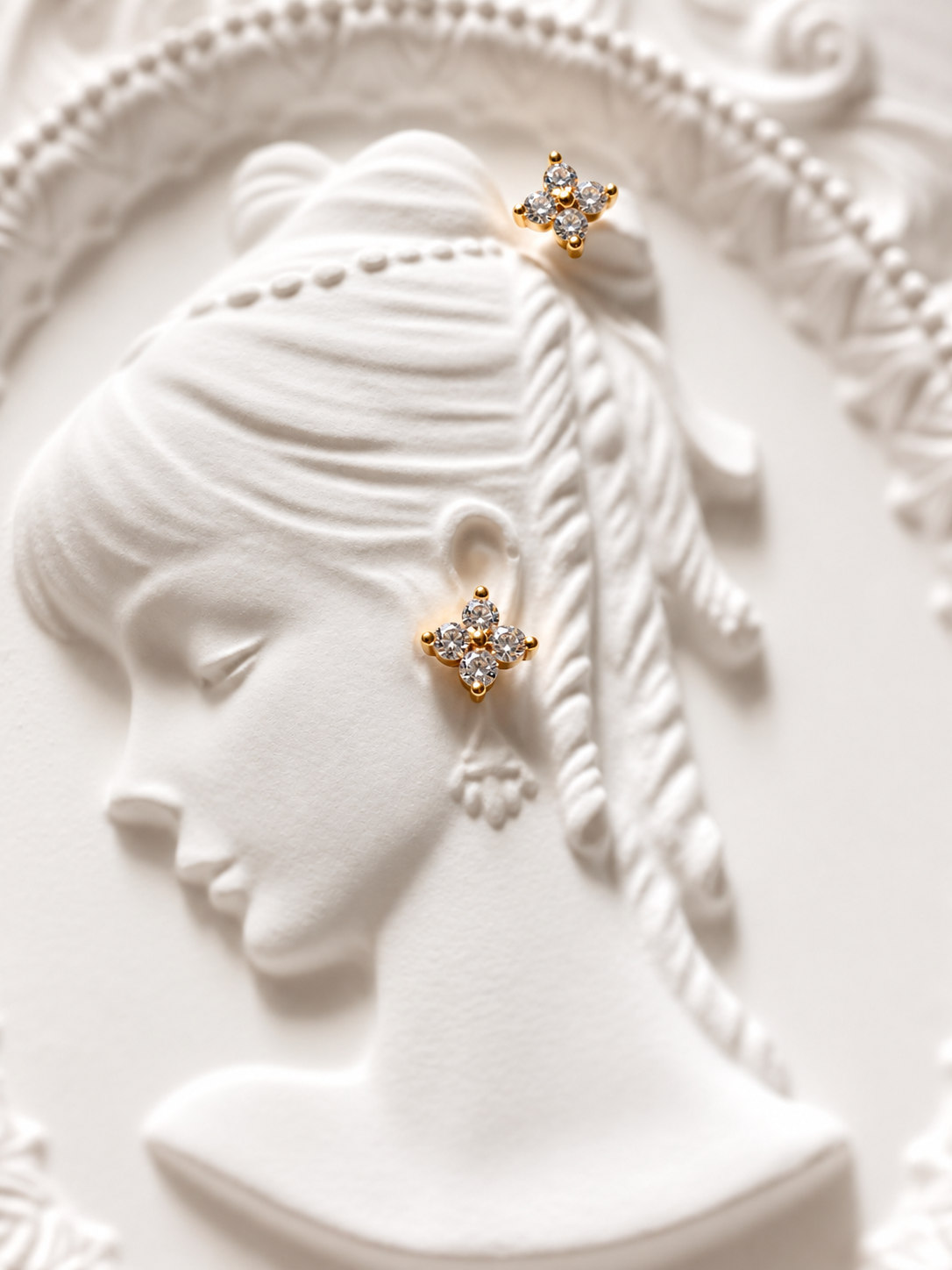 Lucky Clover CZ Stud Earrings