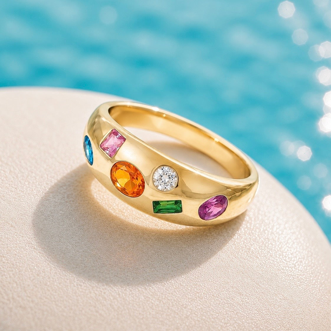 Aurora Gemstone Band Ring