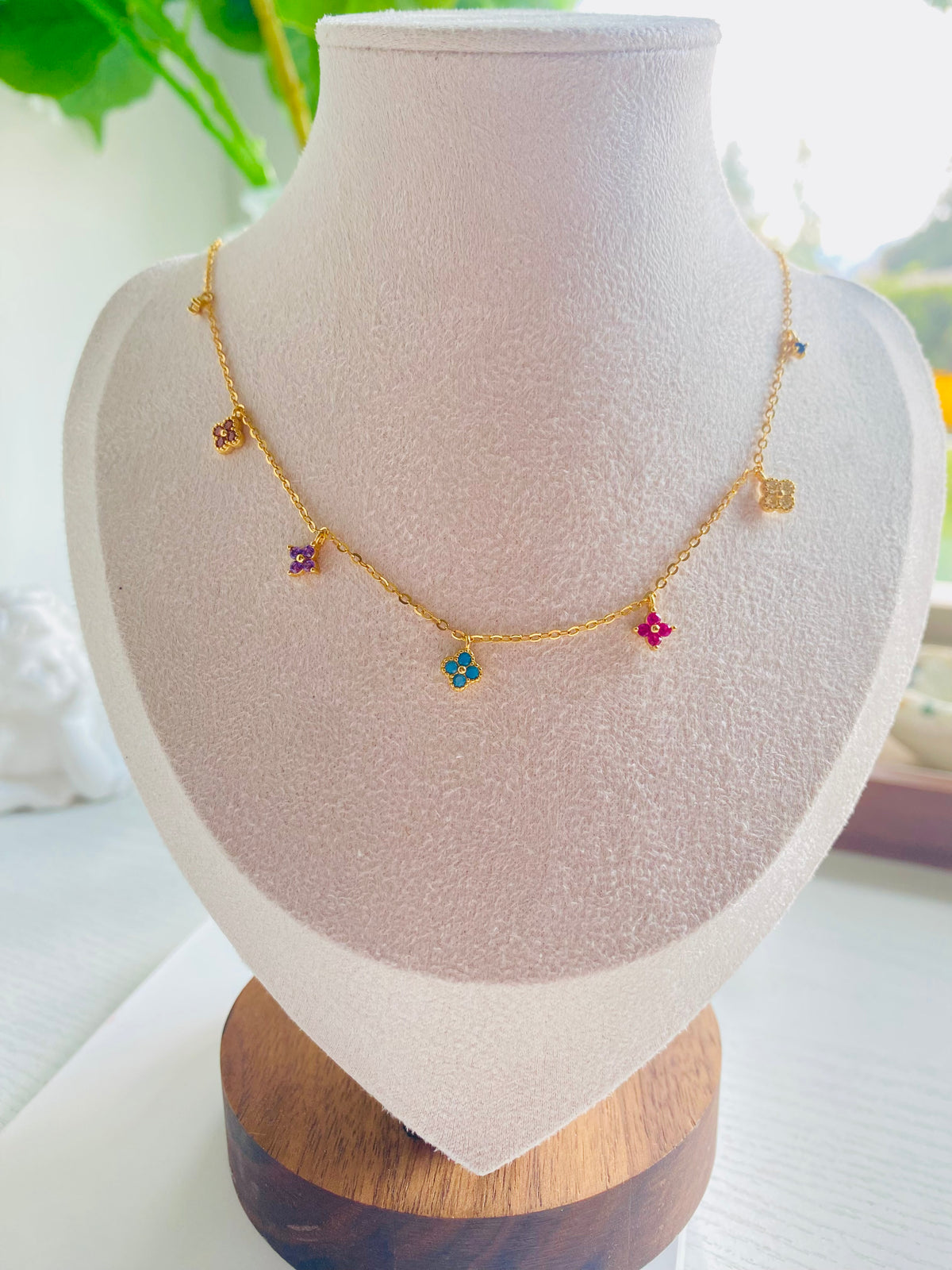 Lucky Clover Colorful Charm Necklace