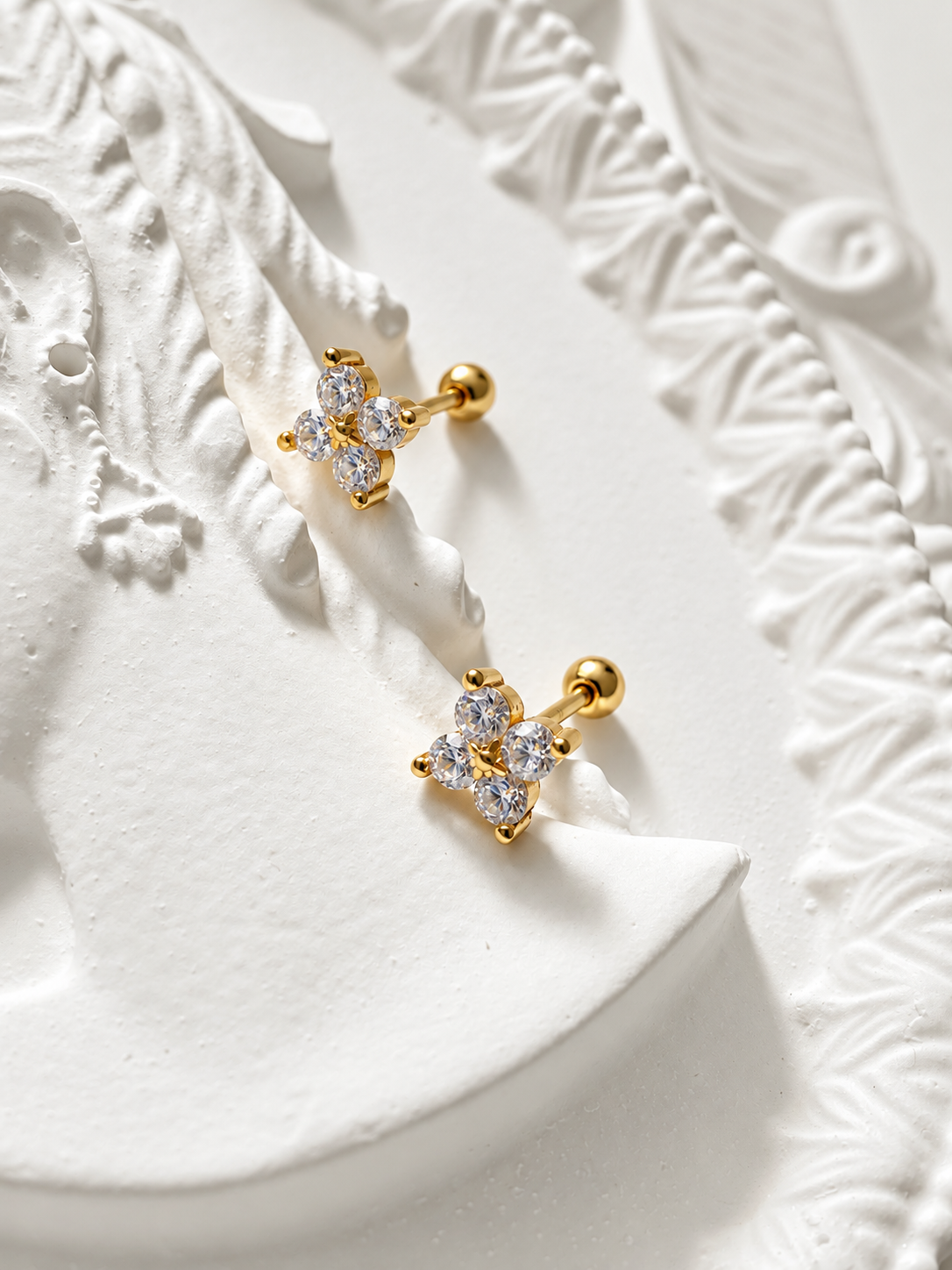 Lucky Clover CZ Stud Earrings