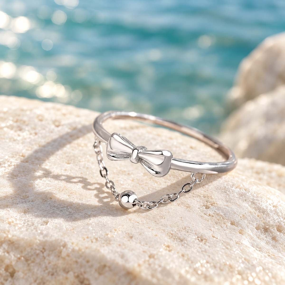 Aveline Bow Chain Adjustable Ring