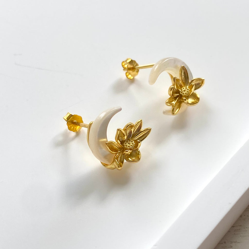Luna Lotus Stud Earrings