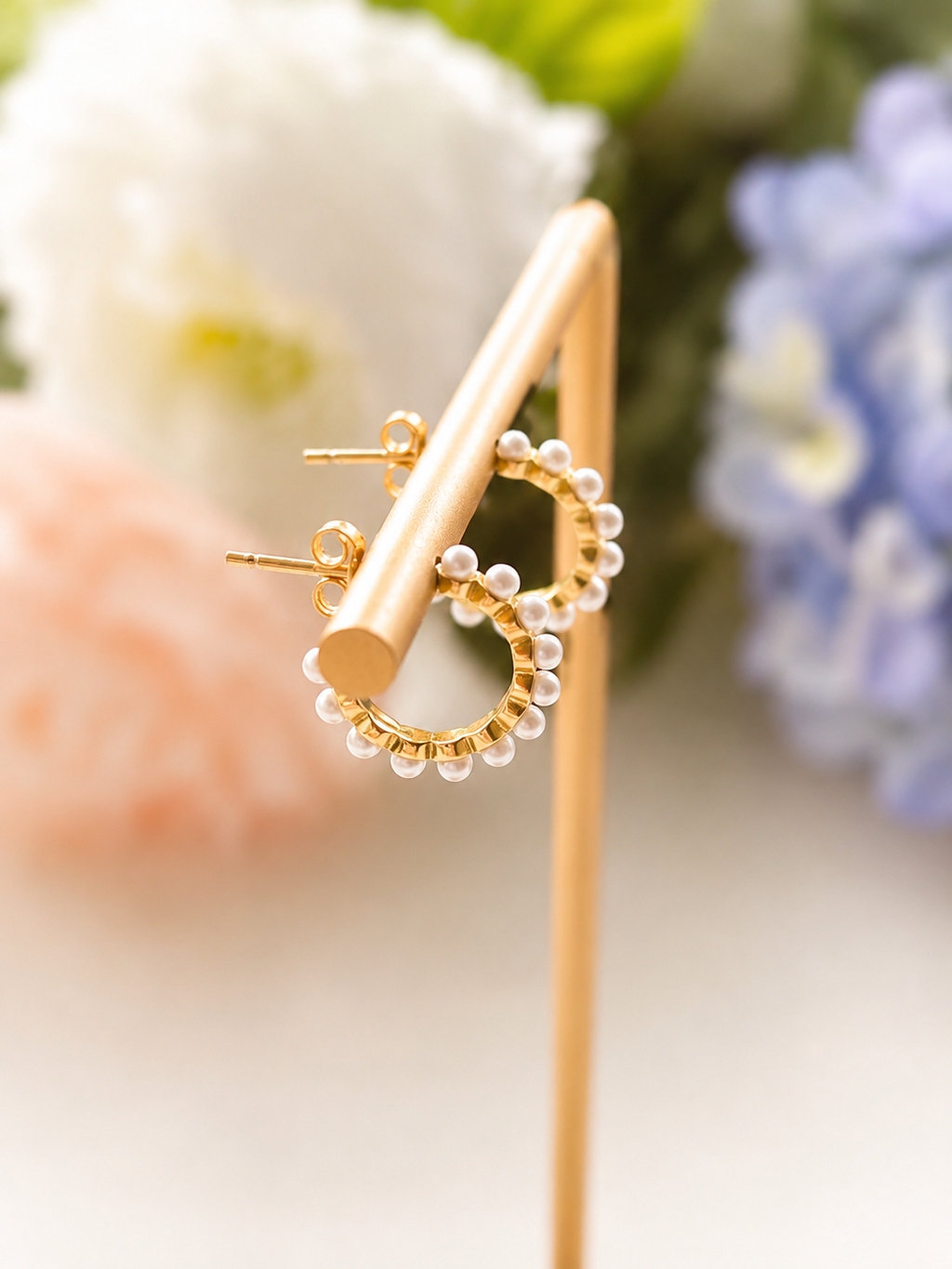 Pearl Halo Huggie Earrings