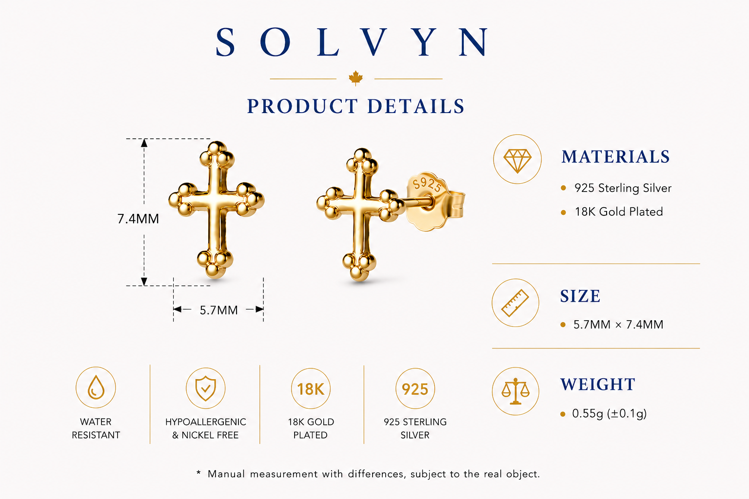 Cross Stud Earrings