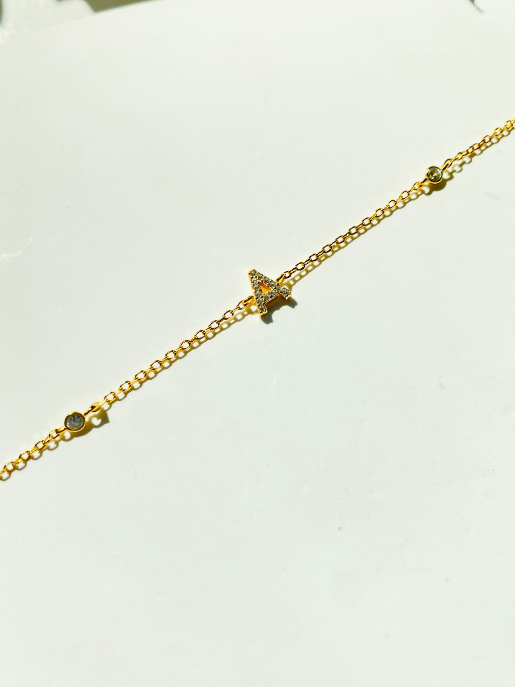 Pavé Initial Delicate Gold Bracelet
