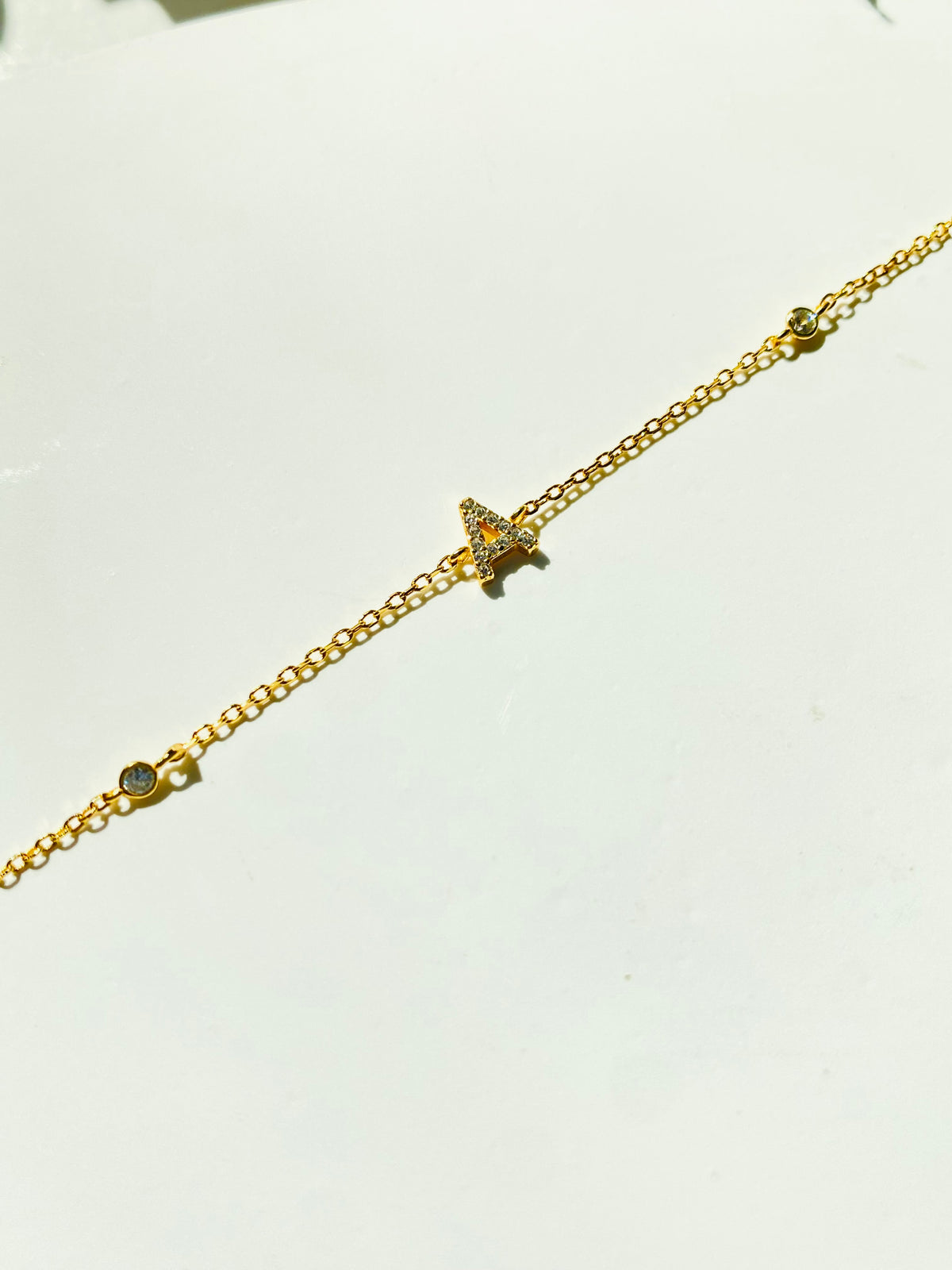 Pavé Initial Delicate Gold Bracelet