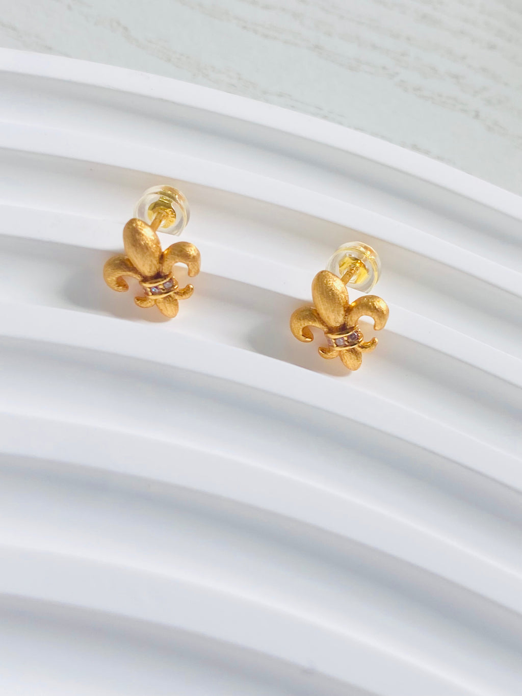 Iris Vintage Fleur-de-Lis Stud Earrings