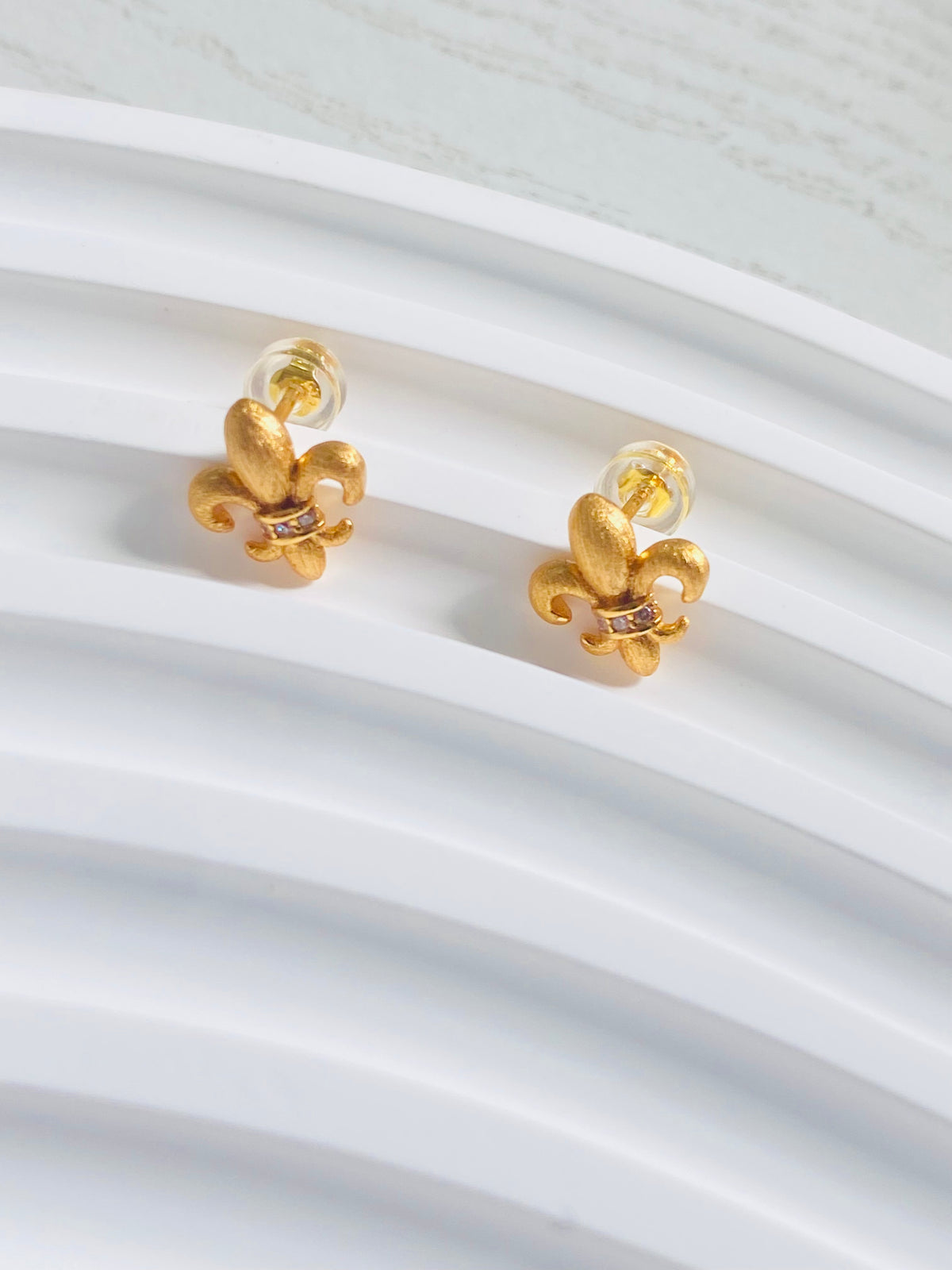 Iris Vintage Fleur-de-Lis Stud Earrings