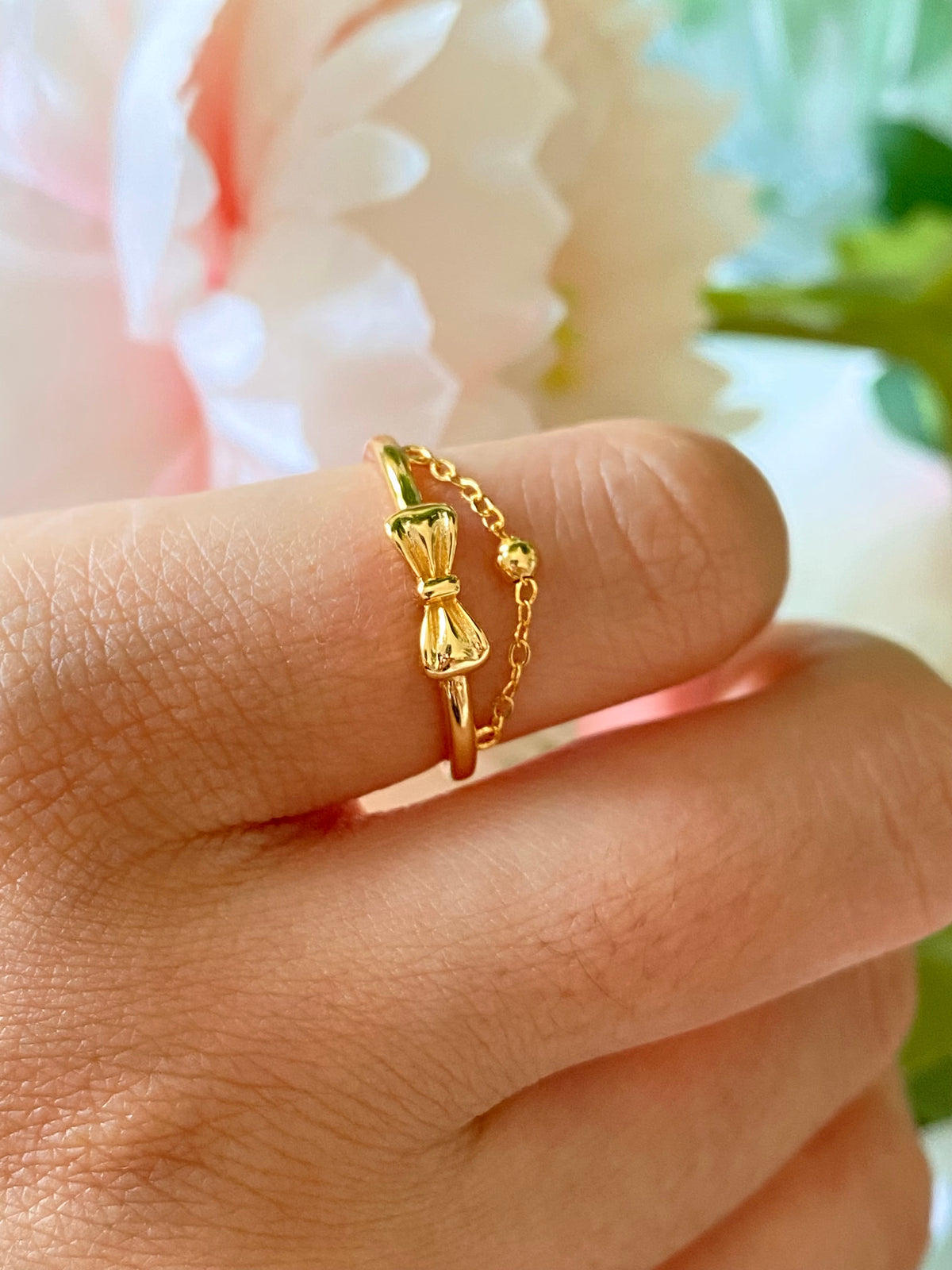 Aveline Bow Chain Adjustable Ring