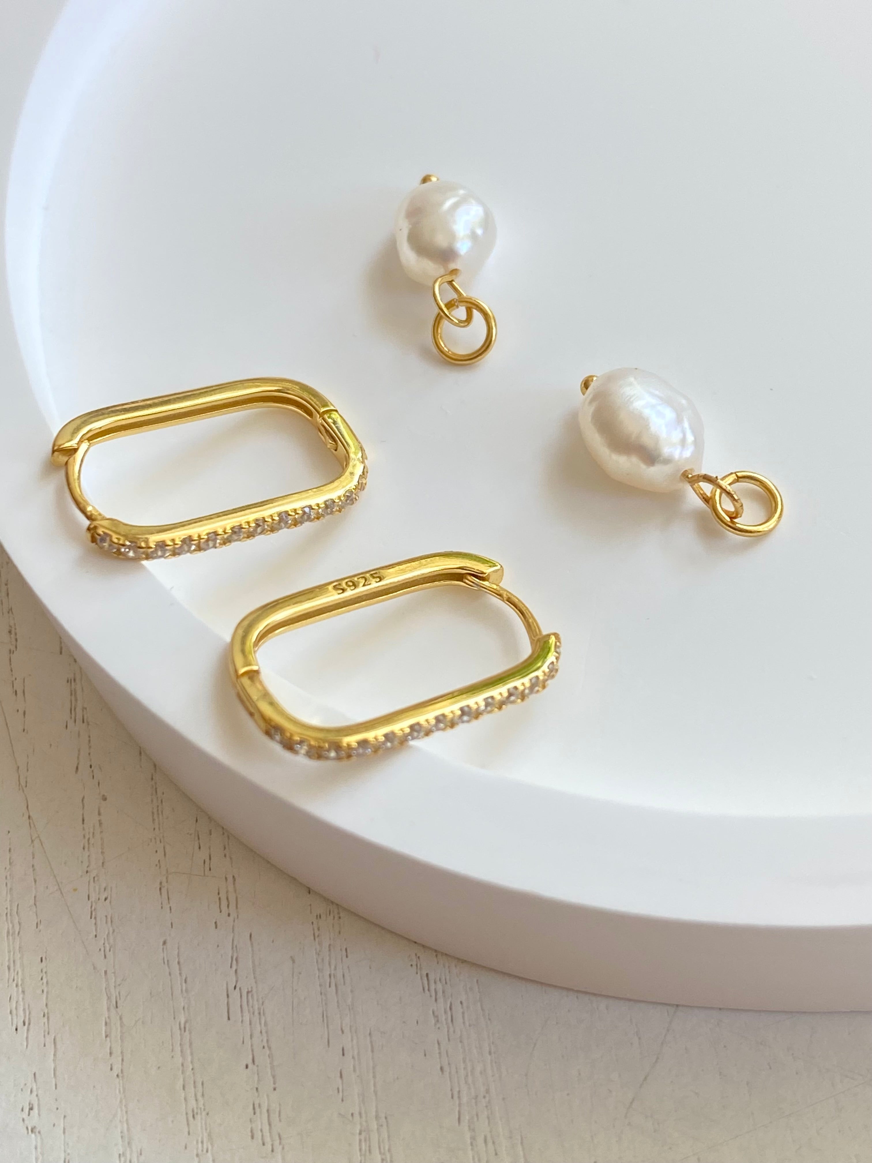 Luna Convertible Pearl Huggie Earrings
