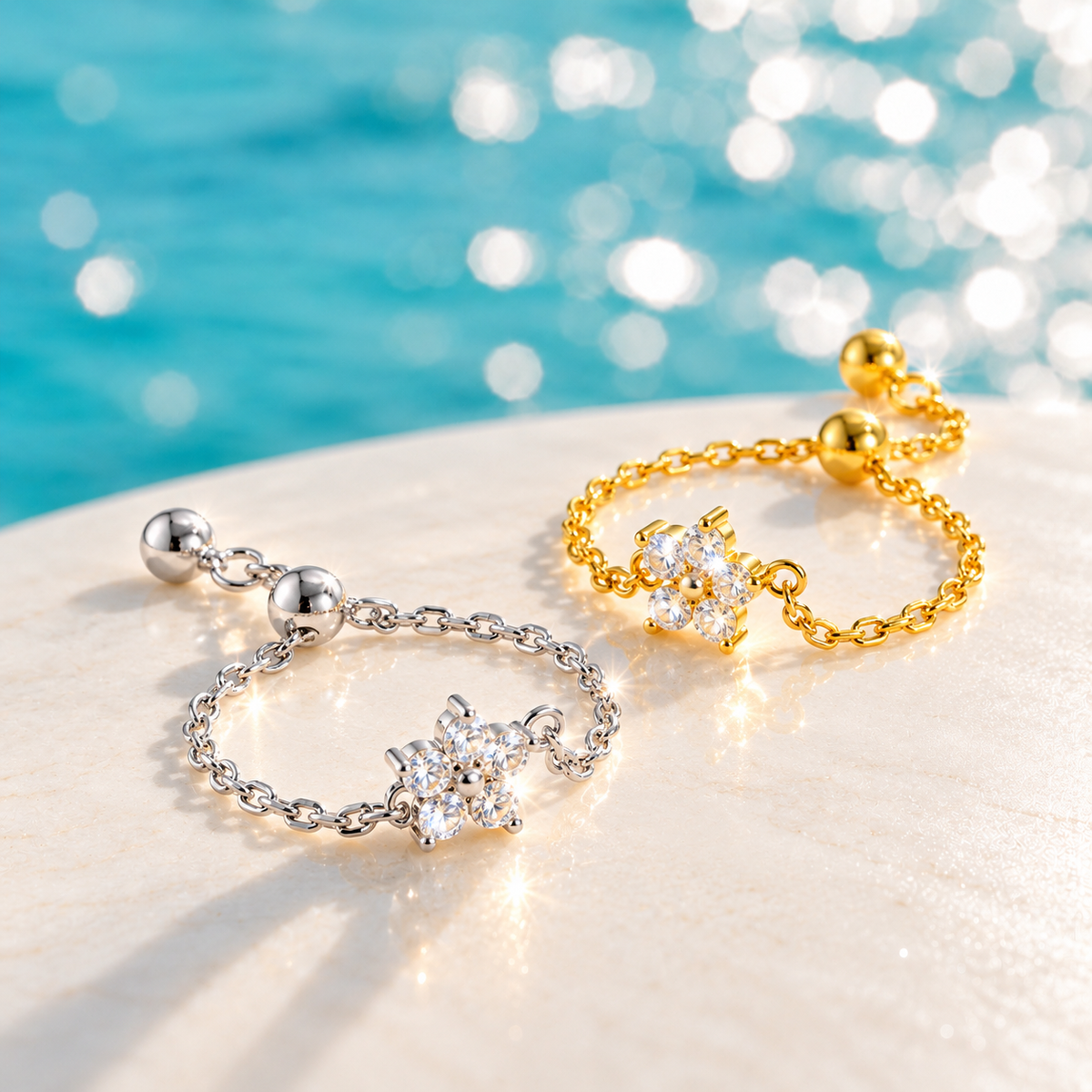 Petite Blossom Adjustable Chain Ring