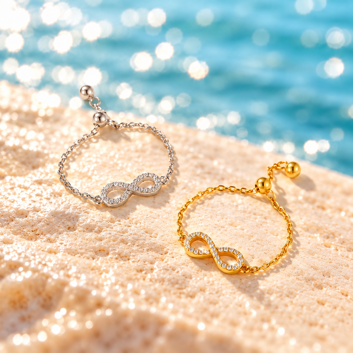 Infinity Pavé Adjustable Chain Ring