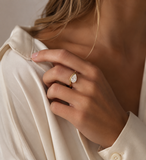 Aurora Pear Solitaire Ring