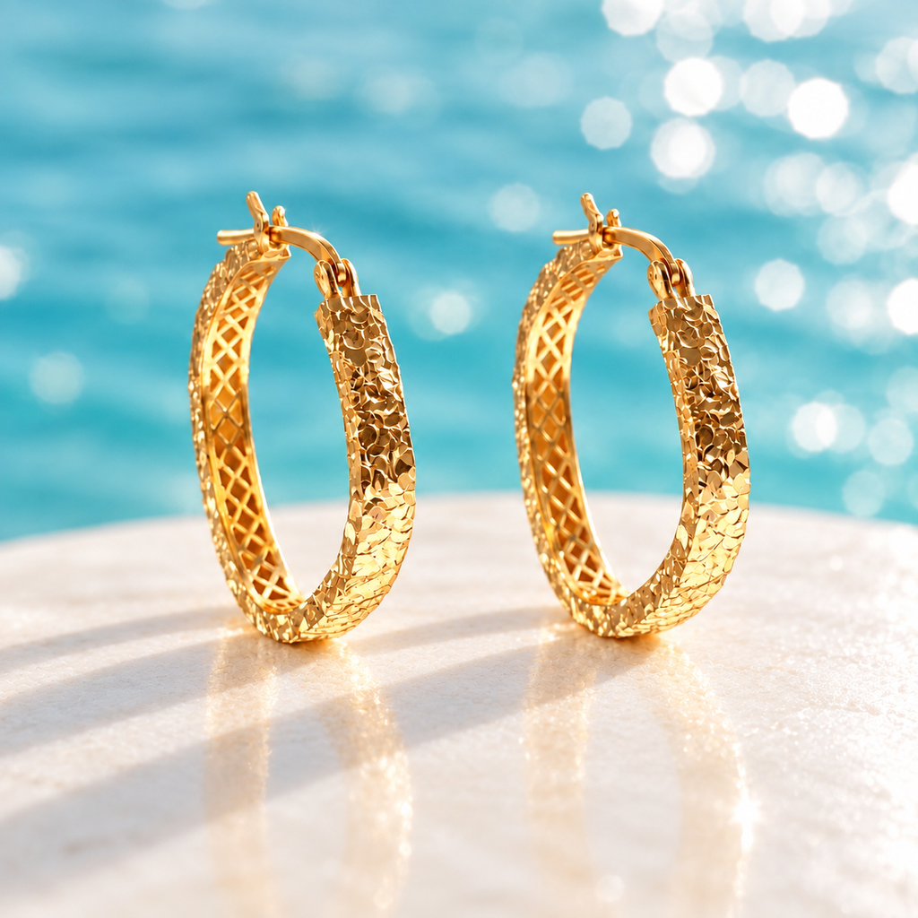 Liora Textured Square Hoop Earrings