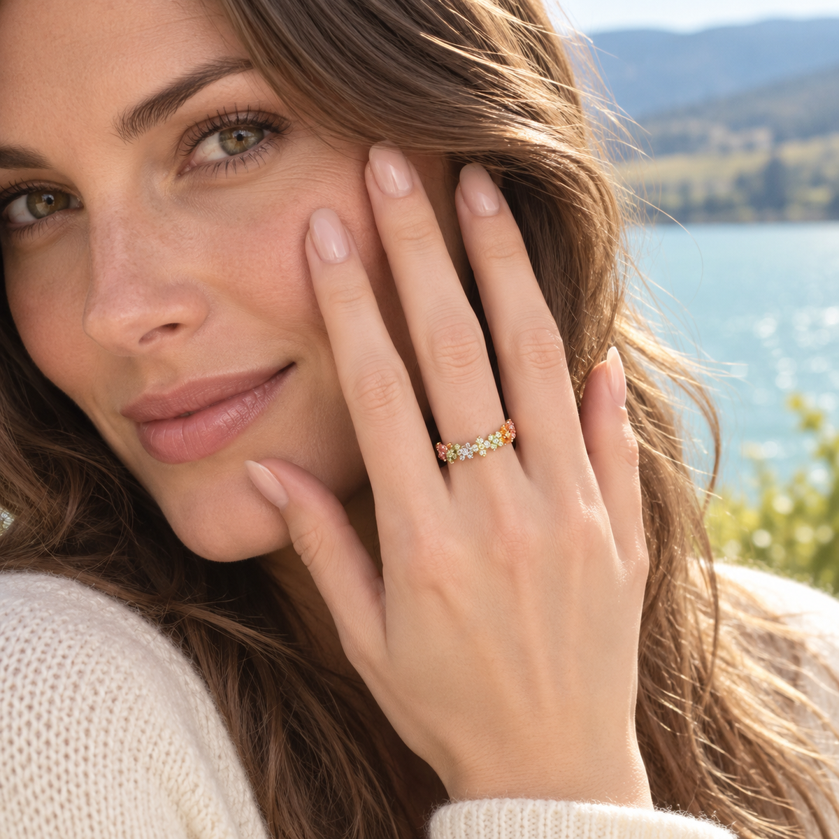 Elara Rainbow Bloom Band Ring