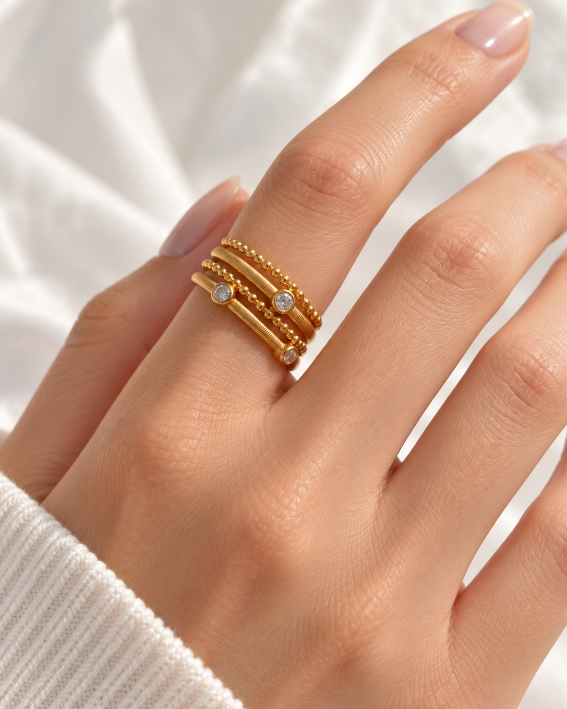 Elara Layered Bezel Ring