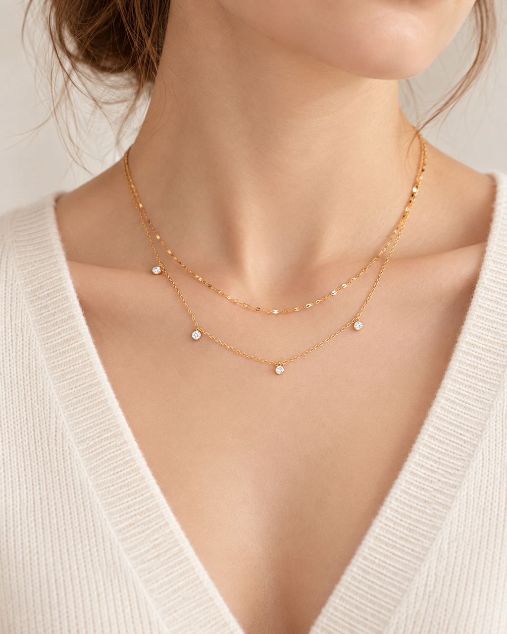 Elara Double-Layer CZ Necklace