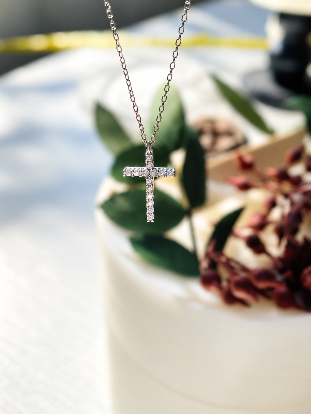 Celeste Pavé Cross Necklace