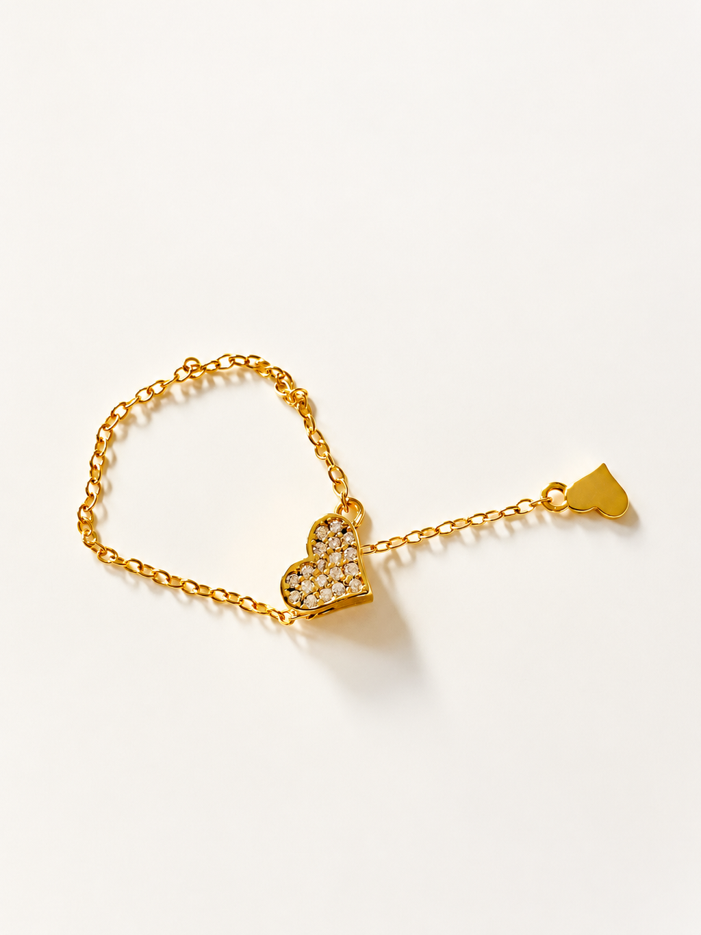 Amora Adjustable Pavé Heart Chain Ring