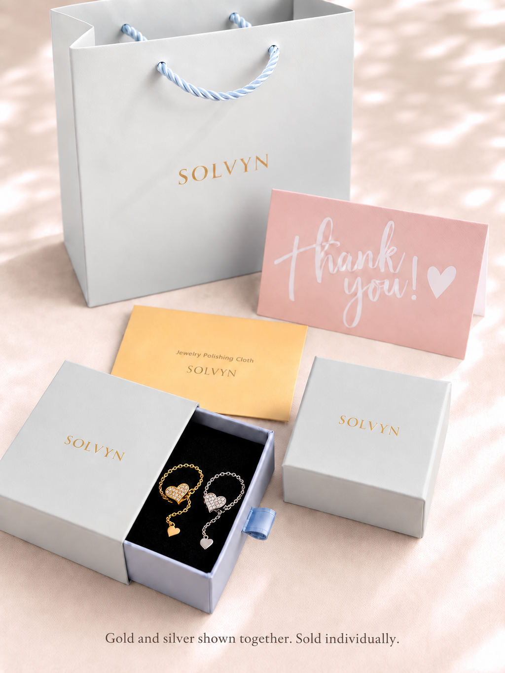 Amora Adjustable Pavé Heart Chain Ring