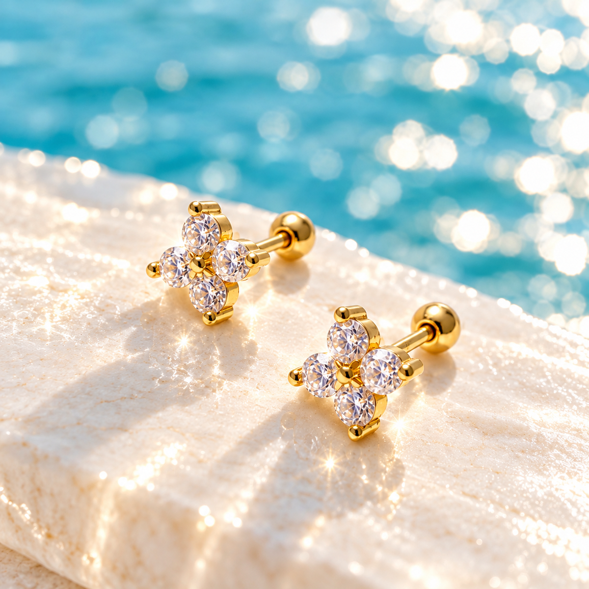 Lucky Clover CZ Stud Earrings