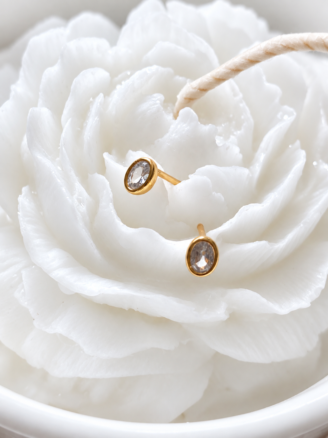 Mini Oval CZ Stud Earrings
