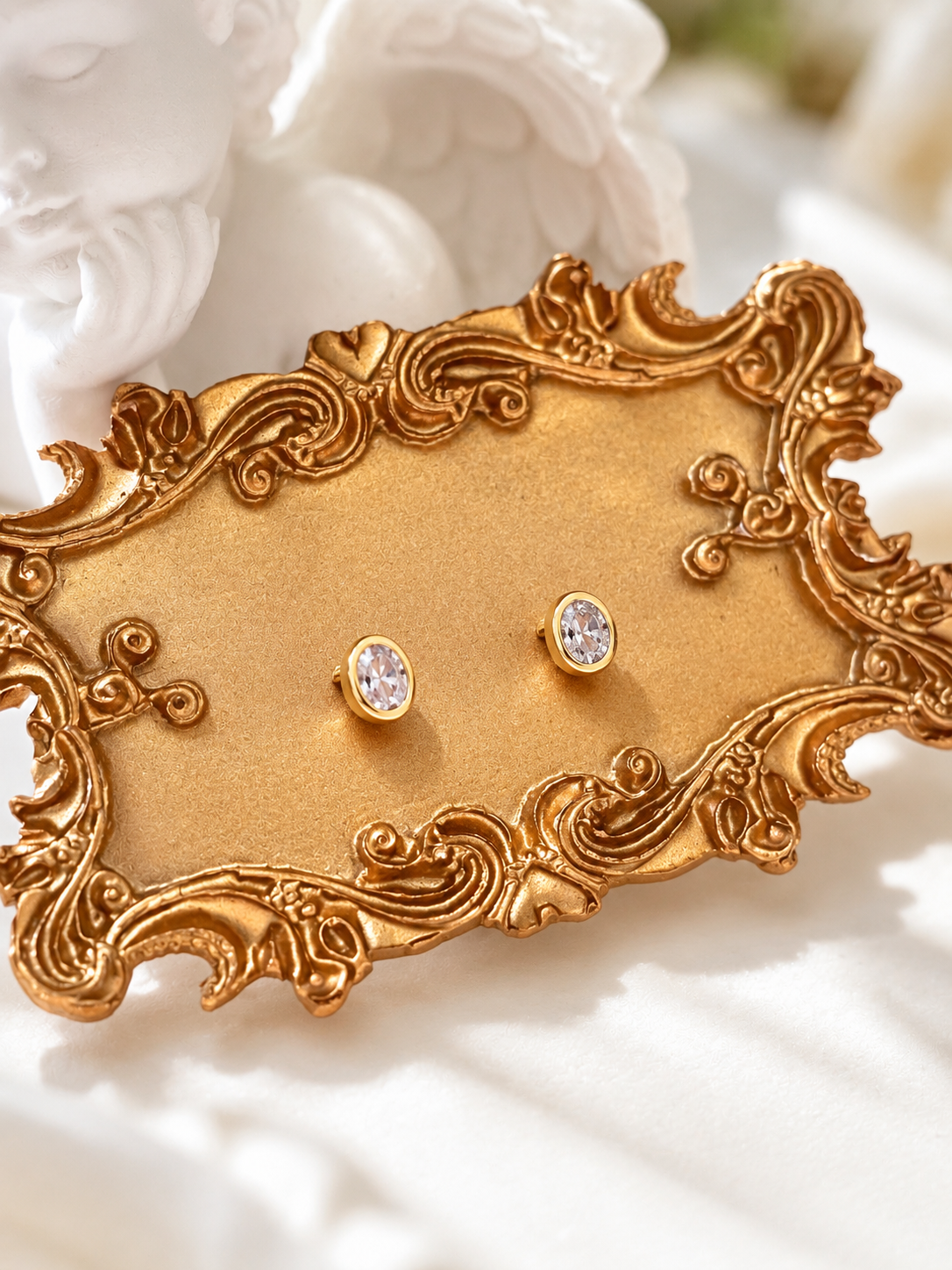 Mini Oval CZ Stud Earrings