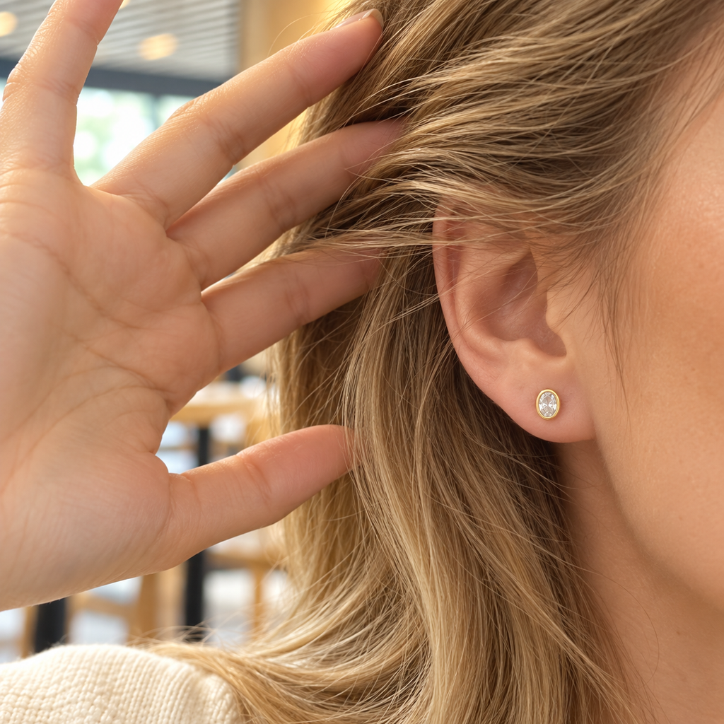 Mini Oval CZ Stud Earrings